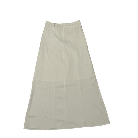 Commense Women's Small White Solid Pleated Pocketed Formal Maxi Skirt - Picture 10 of 12